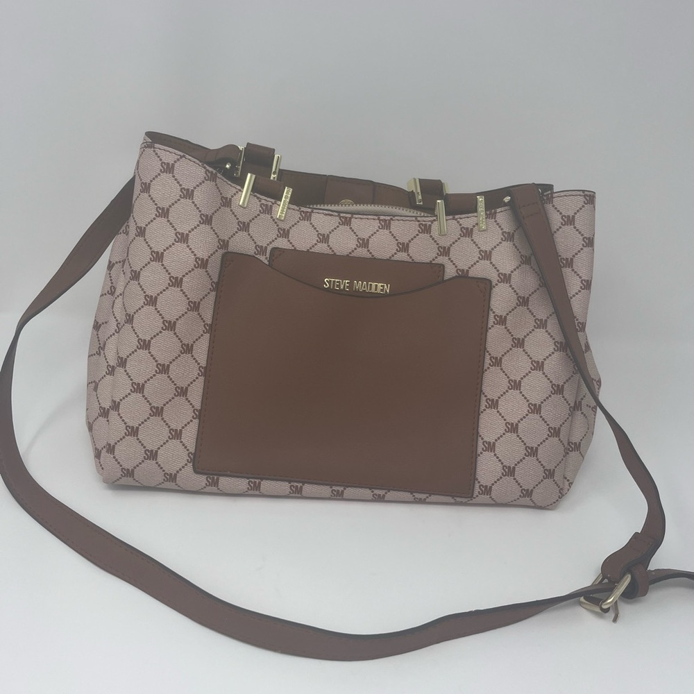 **Steve Madden Monogrammed Brown Purse**
